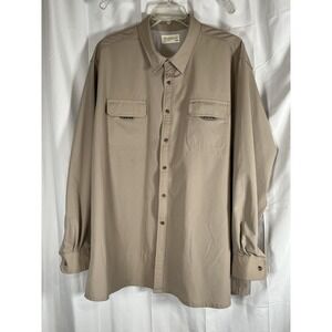 Roundtree & Yorke Outdoor Pond Sleeve Button Down 3XB Tan